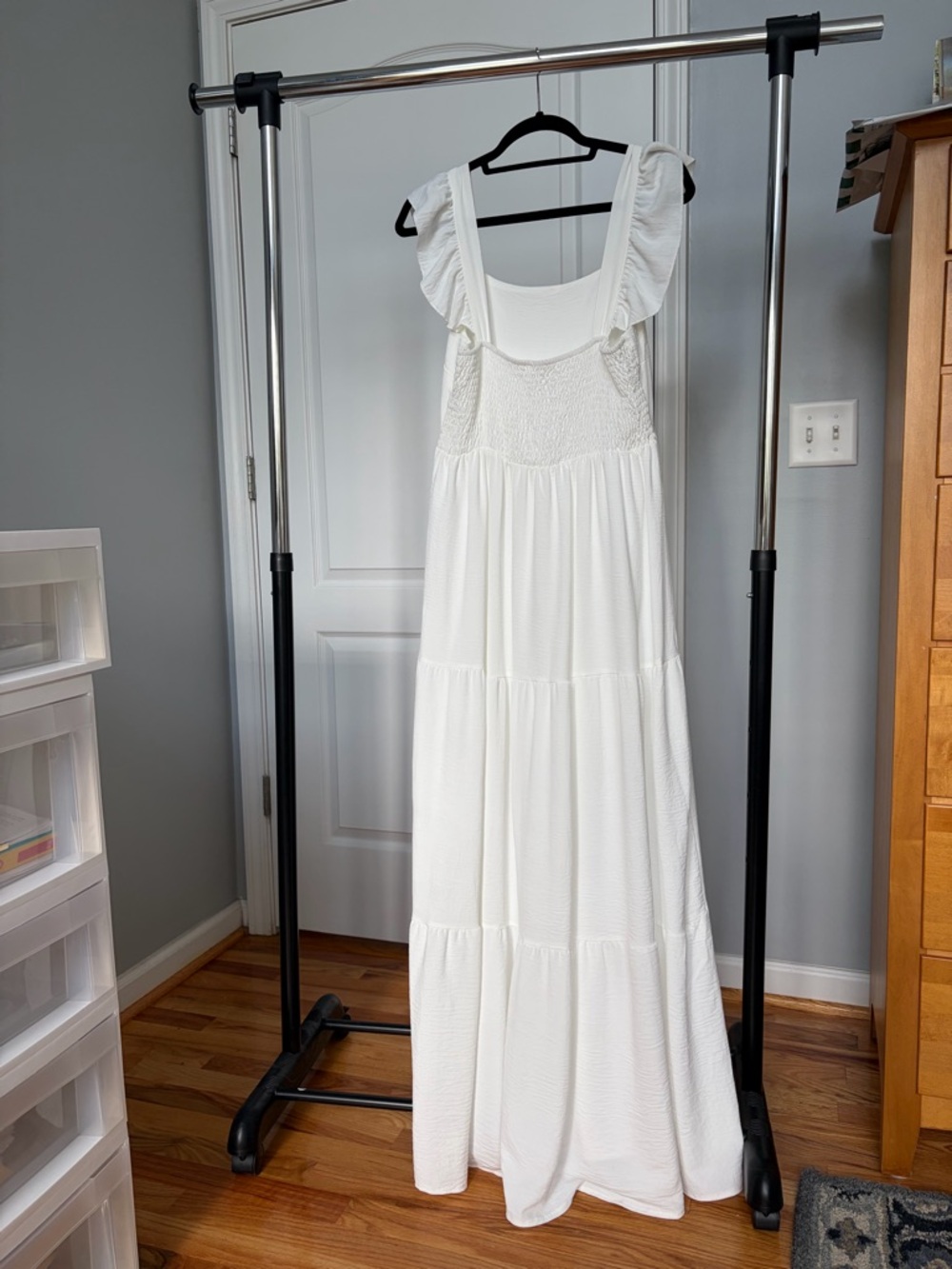 White Ruffle Strap Maxi Dress - Picture 2 of 4